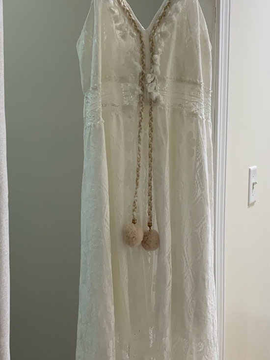 Cupshe Dresses & Skirts - Cupshe Ivory Lace Maxi Dress with Tassel Pom Accents